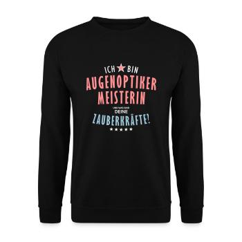 Augenoptikermeisterin Beruf - Geschenk - Unisex Pullover - Schwarz - Vorne - Alina (178cm) & Michal (187cm)