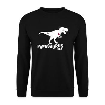Papasaurus Dinosaur - Unisex Pullover - Schwarz - Vorne - Alina (178cm) & Michal (187cm)