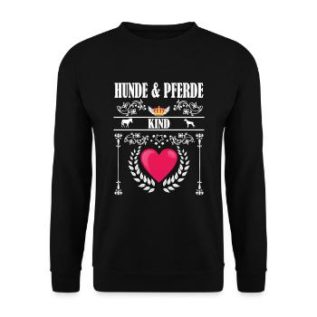 Hund Pferd Kind Hunde und Pferde Liebhaber Reiten - Unisex Pullover - Schwarz - Vorne - Alina (178cm) & Michal (187cm)