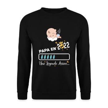 Cadeau papa en 2022 bébé - Sweat-shirt Unisexe - noir - Devant - Alina (178cm) & Michal (187cm)