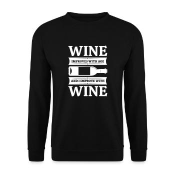 Wine Improves With Age And I Improve With Wine - Unisex Sweatshirt - black - Front - Alina (178cm) & Michal (187cm)