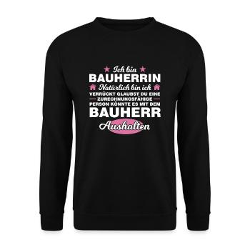 Bauherrin Bauherr Häuslebauer Geschenk - Unisex Pullover - Schwarz - Vorne - Alina (178cm) & Michal (187cm)