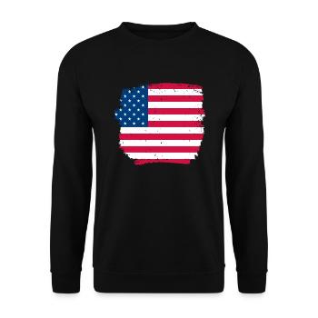 USA Vintage Amerikanische Flagge - Unisex Pullover - Schwarz - Vorne - Alina (178cm) & Michal (187cm)