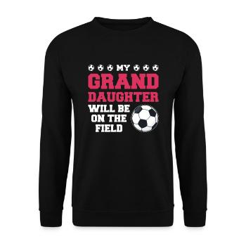Fußball Oma Enkelin Fußball Oma Sport Geschenk - Unisex Pullover - Schwarz - Vorne - Alina (178cm) & Michal (187cm)