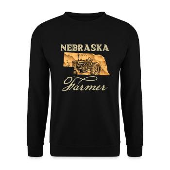 Nebraska Farmer Tractor Lover State Map Farming Lo - Unisex Sweatshirt - black - Front - Alina (178cm) & Michal (187cm)