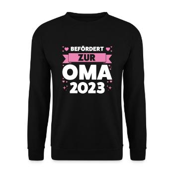Oma 2023 Großmutter Großmütter Geschenk - Unisex Pullover - Schwarz - Vorne - Alina (178cm) & Michal (187cm)