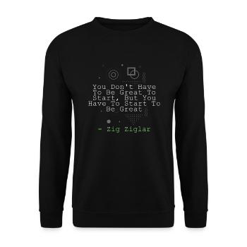 Mindset Beginnen Sie jetzt, um große geometrische Inspiration zu werden - Unisex Pullover - Schwarz - Vorne - Alina (178cm) & Michal (187cm)