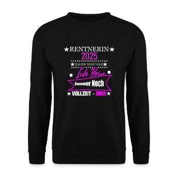 Rente Ruhestand Rentner Geschenk - Unisex Pullover - Schwarz - Vorne - Alina (178cm) & Michal (187cm)