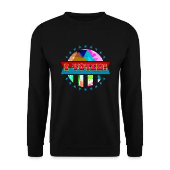 Politik Pop Art I Vote Badge Retro Voters Electi - Unisex Pullover - Schwarz - Vorne - Alina (178cm) & Michal (187cm)