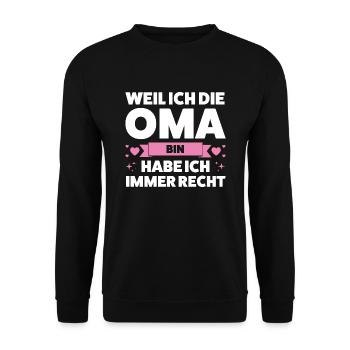 Oma Großmutter Enkelkinder Geschenk - Unisex Pullover - Schwarz - Vorne - Alina (178cm) & Michal (187cm)