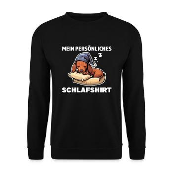 Schlafshirt Dachshund Schlafanzug Geschenk - Unisex Pullover - Schwarz - Vorne - Alina (178cm) & Michal (187cm)
