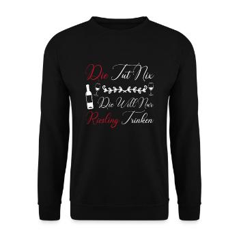 Wein Riesling Weintrinker Geschenk - Unisex Pullover - Schwarz - Vorne - Alina (178cm) & Michal (187cm)