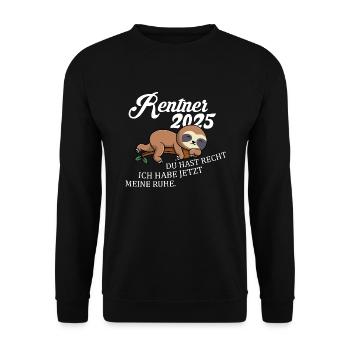 Rente Ruhestand Rentner Geschenk - Unisex Pullover - Schwarz - Vorne - Alina (178cm) & Michal (187cm)