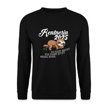 Rente Ruhestand Rentner Geschenk - Unisex Pullover - Schwarz - Vorne - Alina (178cm) & Michal (187cm)