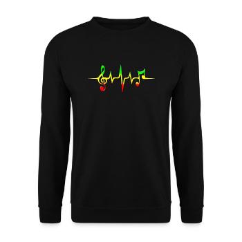 Reggae, music, notes, pulse, frequency, Rastafari - Unisex Sweatshirt - black - Front - Alina (178cm) & Michal (187cm)