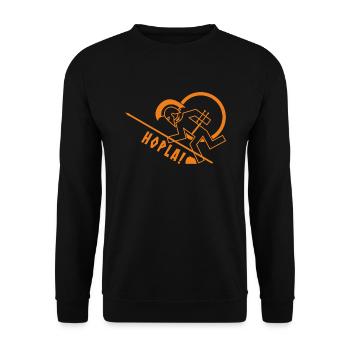 Oops! - Stumbling Hoplite - Unisex Sweatshirt - black - Front - Alina (178cm) & Michal (187cm)