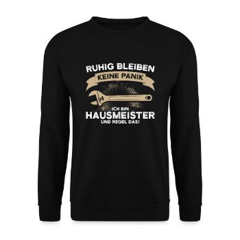 Hausmeister Job Handwerker Geschenk - Unisex Pullover - Schwarz - Vorne - Alina (178cm) & Michal (187cm)