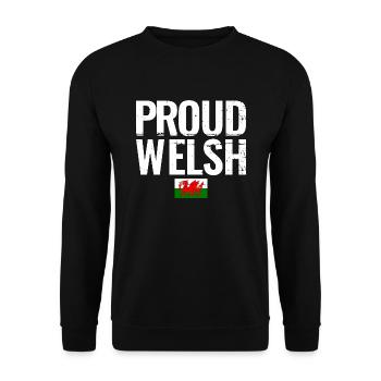 Proud Welsh Wales Walisische Flagge Waliser - Unisex Pullover - Schwarz - Vorne - Alina (178cm) & Michal (187cm)