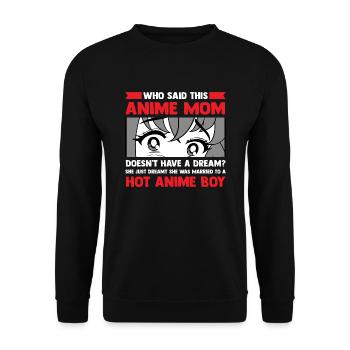 anime merch Anime anime mom Geschenk - Unisex Pullover - Schwarz - Vorne - Alina (178cm) & Michal (187cm)