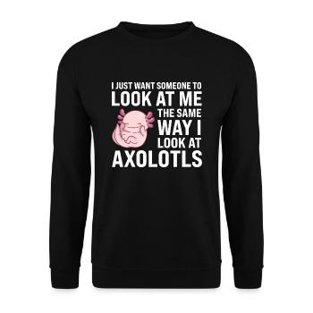Axolotl Axolotl Tiergeschenk - Unisex Pullover - Schwarz - Vorne - Alina (178cm) & Michal (187cm)
