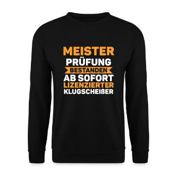 Meister Prüfung Meister Abschluss Geschenk - Unisex Pullover - Schwarz - Vorne - Alina (178cm) & Michal (187cm)
