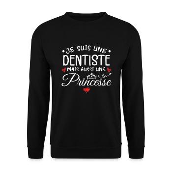 Je Suis Une Dentiste, Mais Aussi Une Princesse - Sweat-shirt Unisexe - noir - Devant - Alina (178cm) & Michal (187cm)