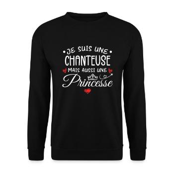 Je Suis Une Chanteuse, Mais Aussi Une Princesse - Sweat-shirt Unisexe - noir - Devant - Alina (178cm) & Michal (187cm)