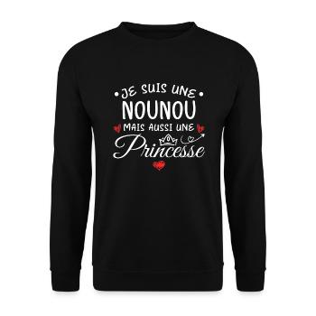 Je Suis Une Nounou, Mais Aussi Une Princesse - Sweat-shirt Unisexe - noir - Devant - Alina (178cm) & Michal (187cm)