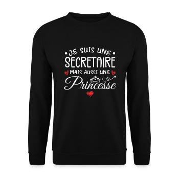 Je Suis Une Secrétaire, Mais Aussi Une Princesse - Sweat-shirt Unisexe - noir - Devant - Alina (178cm) & Michal (187cm)