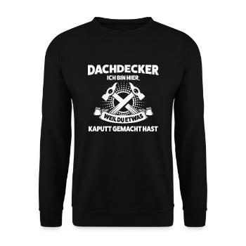 Dachdecker Beruf Dachdeckerei Geschenk - Unisex Pullover - Schwarz - Vorne - Alina (178cm) & Michal (187cm)