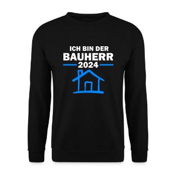 Bauherr 2024 Hausbau Häuslebauer Geschenk - Unisex Pullover - Schwarz - Vorne - Alina (178cm) & Michal (187cm)