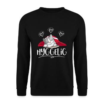 HYGGELIG - HYGGE - Gris chat -w - Sweat-shirt Unisexe - noir - Devant - Alina (178cm) & Michal (187cm)