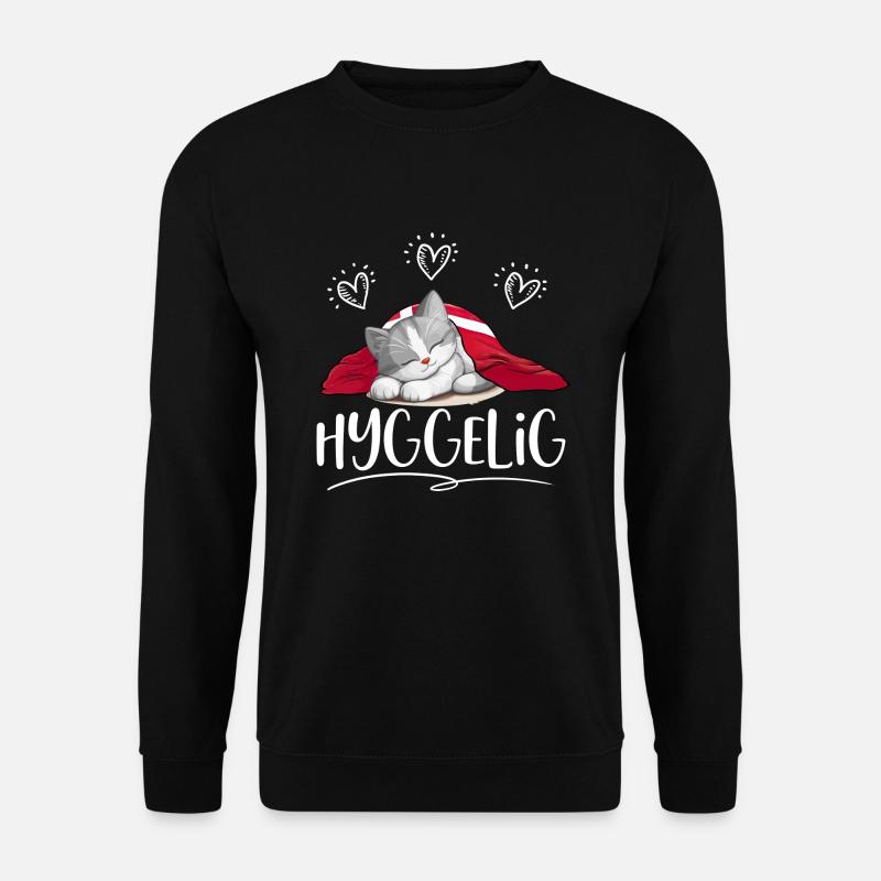HYGGELIG - HYGGE - Katze grau -w - Unisex Pullover - Schwarz