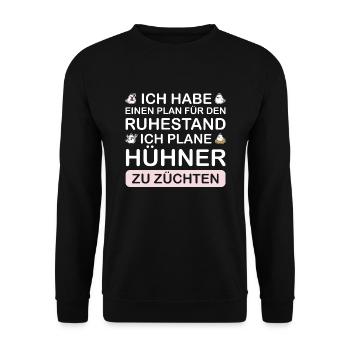 Hühner Züchter Hühnerzüchter Geschenk - Unisex Pullover - Schwarz - Vorne - Alina (178cm) & Michal (187cm)