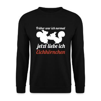 Eichhörnchen Tier Eichhörnchenliebhaber Geschenk - Unisex Pullover - Schwarz - Vorne - Alina (178cm) & Michal (187cm)