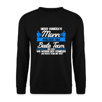 Abschied Kollegin Abschiedsparty Geschenk - Unisex Pullover - Schwarz - Vorne - Alina (178cm) & Michal (187cm)