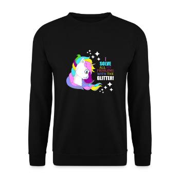Unicorn glitter problems solver gift idea - Unisex Sweatshirt - black - Front - Alina (178cm) & Michal (187cm)