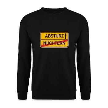 Absturz Funshirt als cooles Trinkshirt - Unisex Pullover - Schwarz - Vorne - Alina (178cm) & Michal (187cm)