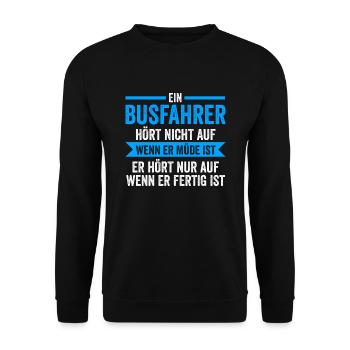 Busfahrer Job Bus Geschenk - Unisex Pullover - Schwarz - Vorne - Alina (178cm) & Michal (187cm)