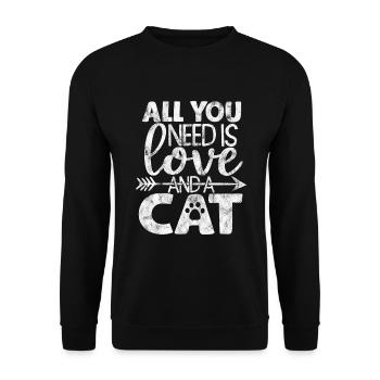 Tout ce dont vous avez besoin, c’est d’amour et d’un chat - Dictons de chat - Sweat-shirt Unisexe - noir - Devant - Alina (178cm) & Michal (187cm)