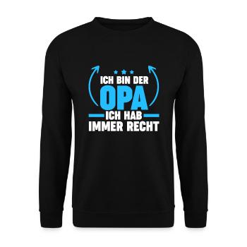 Opa Großvater Großväter Geschenk - Unisex Pullover - Schwarz - Vorne - Alina (178cm) & Michal (187cm)