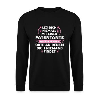 Patentante Familie Patenkind Geschenk - Unisex Pullover - Schwarz - Vorne - Alina (178cm) & Michal (187cm)