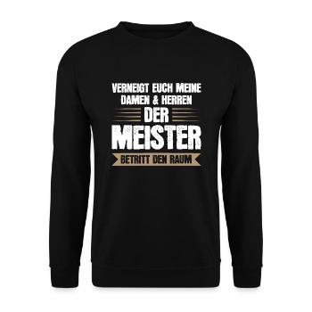 Meister Prüfung Handwerker Geschenk - Unisex Pullover - Schwarz - Vorne - Alina (178cm) & Michal (187cm)