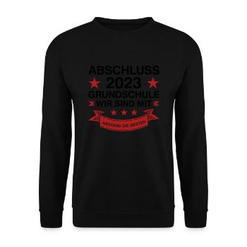 Grundschule Abschluss 2023 Grundschüler Geschenk - Unisex Pullover - Schwarz - Vorne - Alina (178cm) & Michal (187cm)