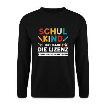 Schulkind Anfang Schulstart Geschenk - Unisex Pullover - Schwarz - Vorne - Alina (178cm) & Michal (187cm)