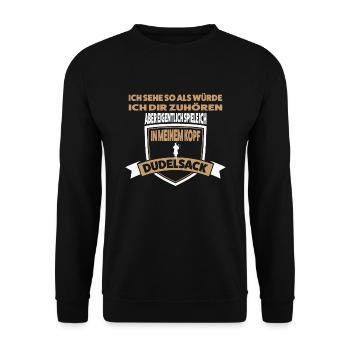 Dudelsack Musiker Dudelsackpfeifer Geschenk - Unisex Pullover - Schwarz - Vorne - Alina (178cm) & Michal (187cm)