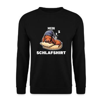Schlafshirt Dachshund Schlafanzug Geschenk - Unisex Pullover - Schwarz - Vorne - Alina (178cm) & Michal (187cm)