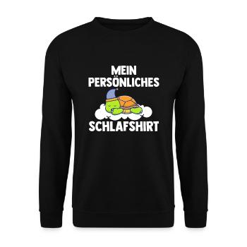 Schlafshirt Schildkröte Schlafanzug Geschenk - Unisex Pullover - Schwarz - Vorne - Alina (178cm) & Michal (187cm)