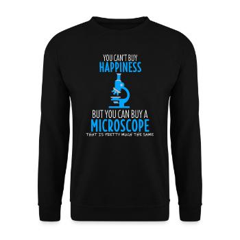 Biologist Shirt Biology Microscope Laboratory Gift - Unisex Sweatshirt - black - Front - Alina (178cm) & Michal (187cm)