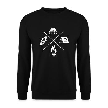 Pfadfinder Camping Zelten Kanu fahren Geschenk - Unisex Pullover - Schwarz - Vorne - Alina (178cm) & Michal (187cm)